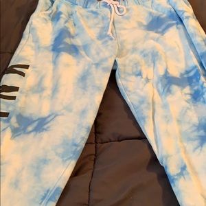 Pink - blue tie dye drawstring pants